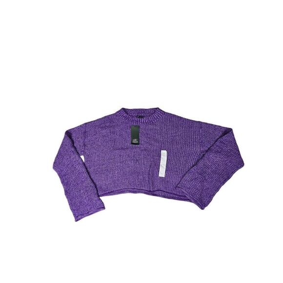 Wild Fable Purple Mock Collared Cropped Sweater Medium - Picture 1 of 3